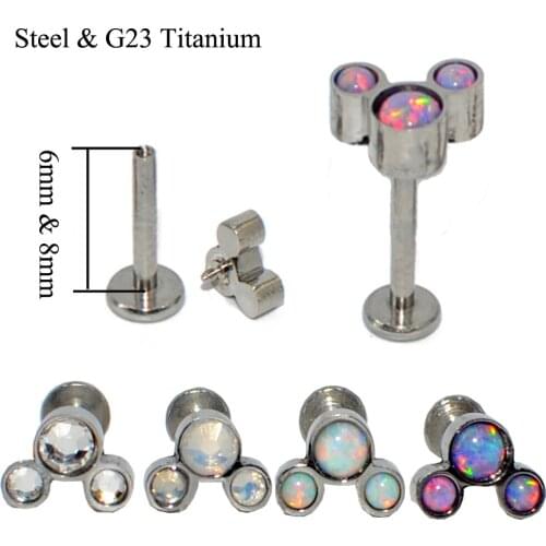 1Piece16g Opal Ear Helix Tragus Cartilage Earring Upper Earring Orelha Barbell Piercing Lip Labret Stud G23 Titanium Steel Bar