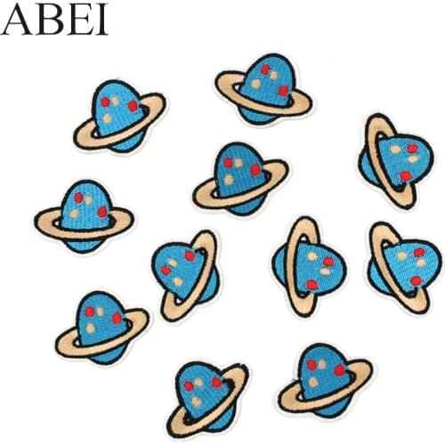 10pcs/lot Embroidery Time Space Mars Star Applique Patch Iron On Clothes Appliqued Diy Jeans Backpack Stickers Coats Motif Badge