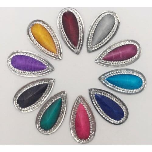 100PCS 16mm*30mm 2 Hole Resin Drop craft Flatback Rhinestone Wedding buttons crafts Fashion Clothing accessories K07*10