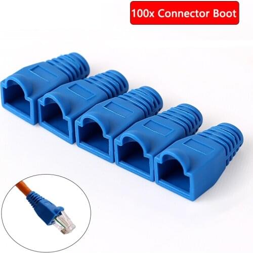 100pcs Blue RJ45 Network Cable Connector Cover / Boot for CAT 5/6