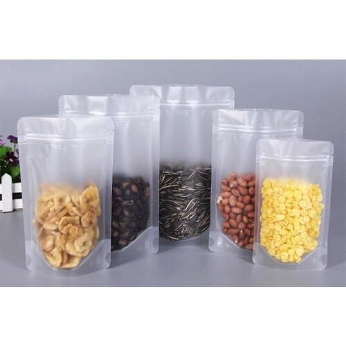 20/50/100pcs Frosted Transparent Dried Fruit Food Packaging Stand-up Pouch Transparent Gift Bag Candy Ziplock Bag