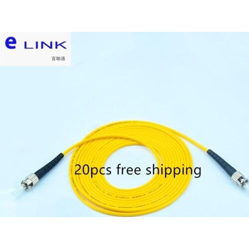 20pcs ST-ST SX SM UPC fiber patch cord Single mode Simplex 3.0mm jacket yellow cable optical fibre jumper free shipping ELINK