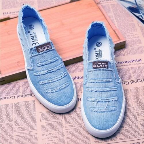 2021 Spring Summer Canvas Shoes Men Fashion Denim Shoes Slip-on Mens Casual Shoes Hot Sale Ins Cool Shoes Male Loafers