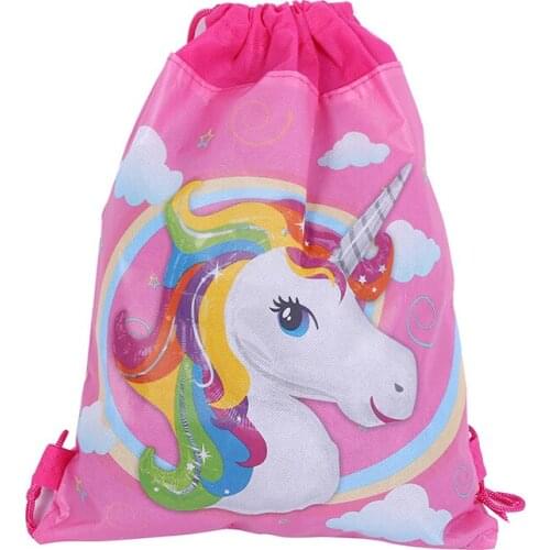 5pcs Unicorn non-woven bag fabric backpack child travel school bag decoration mochila drawstring gift bag
