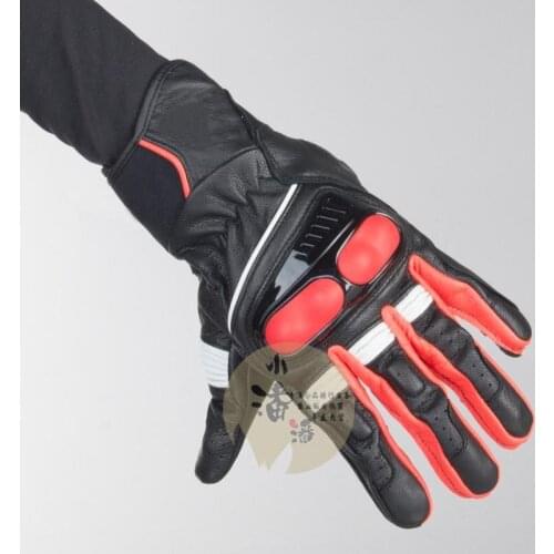 Free shipping Hyperions Short Leather Motorcycle Gloves Black Neon Red