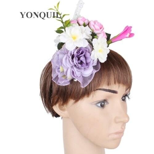 Beige Brooches Fake Flower Lavender Silk Flower Simulation Flower Head DIY Accessory Wedding Photography Headdress Hair Clips