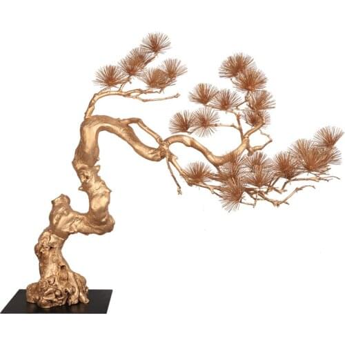 TT Jingquan Bronze Artificial Greeting Pine Landing Big Decorations Sales Office Fortune Decorations