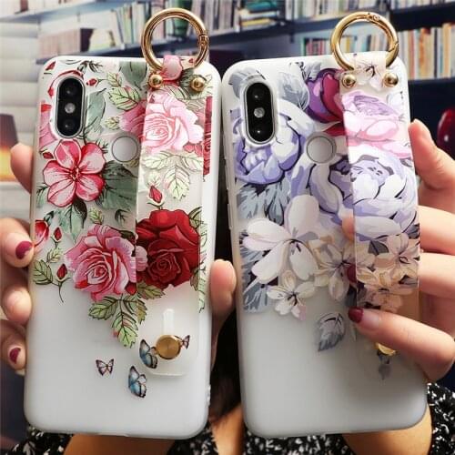 Wrist Strap Flower Case For Xiaomi Redmi Note 9 Pro MAX 9S 8T 8 7 6 5 9A 9C 7A K20 K30 Mi Note 10 A3 9 Lite 9T Poco F2 Pro Coque
