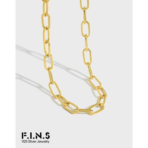 F.I.N.S Korea Style INS Design Link Chain S925 Sterling Silver Necklace Choker Clavicle Chain Stackable Silver 925 Fine Jewelry