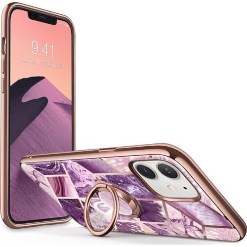 For iPhone 12 Case/12 Pro Case 6.1" (2020 I-BLASON Cosmo Snap Marble Case with Built-in Rotatable Ring Holder Support Car Mount