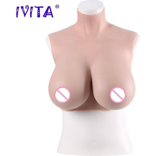 IVITA 100% Full Artificial Silicone Breast Realistic Fake Boobs G Cup Cosplay for Crossdressing Transgender Drag Queen Shemale