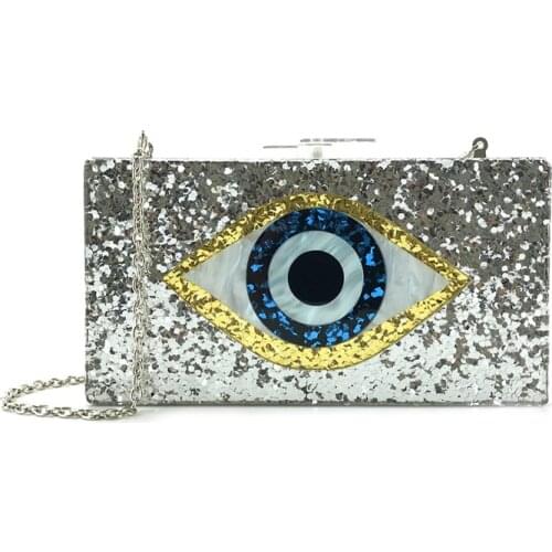 Classic eyes painting acrylic women daily use clutch evening party purse solid bag