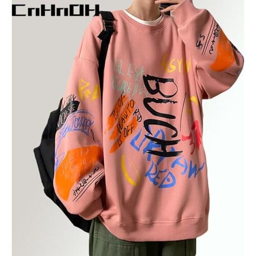CnHnOH Spring And Autumn Hip Hop Long Sleeve Mens Korean Chic Fashion Hoodies Tops Tee Loose OversizeStreetwear SE-832