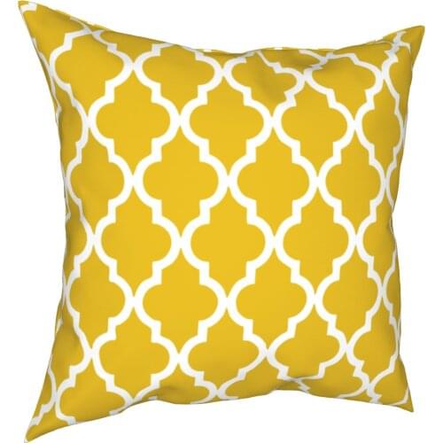 Mustard Yellow Moroccan Pattern Pillowcase Printed Polyester Cushion Cover Decorative Pillow Case Cover Home Square 45X45cm