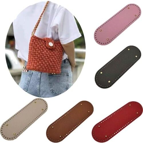 Oval Long Bottom For Knitted Bag Handmade PU Leather Bag Bottom 30x10cm DIY Crochet Bag Bottoms