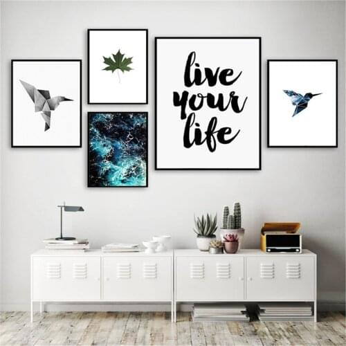 Poster Minimalist Style Art Canvas Painting Bird Leaf Black and White Prints Wall Art Decoration Painting for Living Room Decor