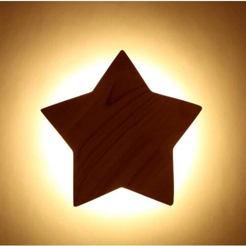 Modern Minimalism Wall lamp Star Wood Nordic creativity Light Bedroom Hotel Cloakroom Fitting Room Lamp Wall Lamp LED