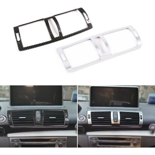 Car Styling Carbon Fiber Texture Interior Center Control Air Condition Vent Outlet Frame Cover Trim For BMW 1 Series E81 07-11