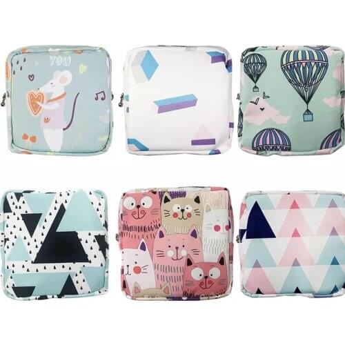 Waterproof Women Sanitary Pad Pouch Napkin Cosmetic Bags Organizer Ladies Makeup Bag Girls Tampon Holder Organizer Storage Bag
