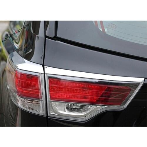 Yimaautotrims Trunk Rear Light Tail Lamp Eyelid Eyebrow Trim Cover Fit For Toyota Highlander 2014 2015 2016 ABS Chromium Styling