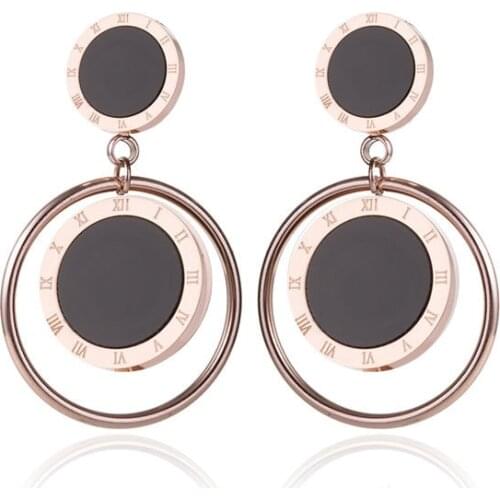 316L Stainless Steel Triangle Tassel Earrings Roman Numeral Butterfly Pop Earrings for Women No Fade