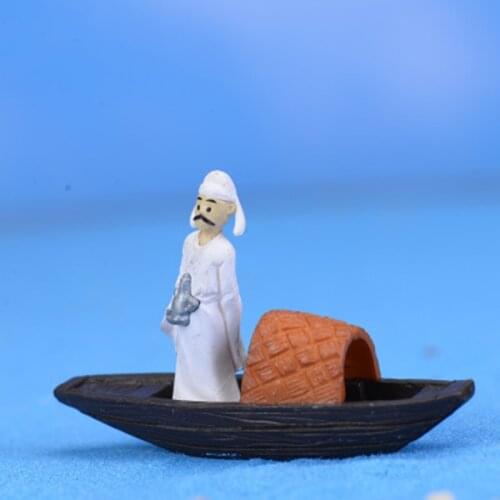ZOCDOU 1 Piece Poet Man Fisherman Fisher Boatman Waterman Model Statue Little Figurine Crafts Figure Ornament Miniatures Zakka