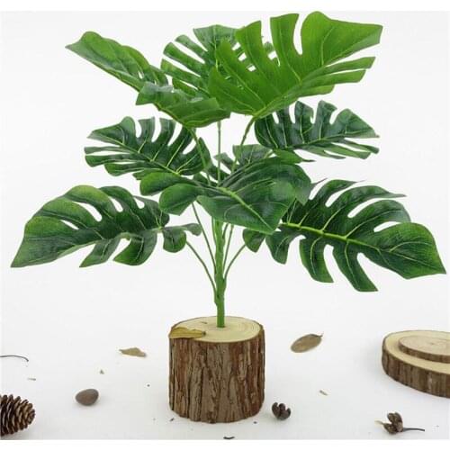 1 Bunch Monstera Artificial Plants Home Garden Green Palm Leaves Bedroom Balcony Decoration Tropical Photography Accessories
