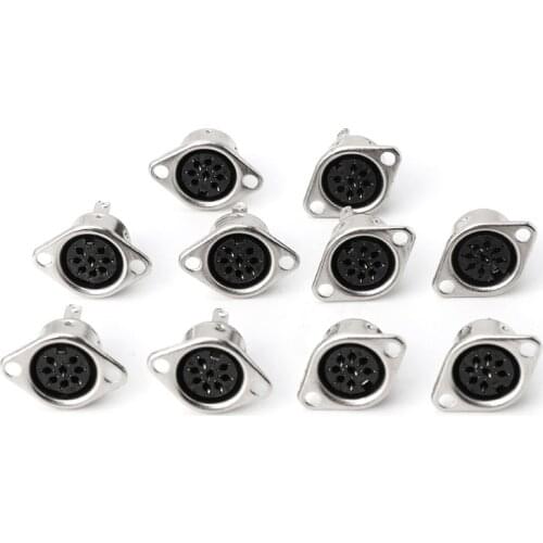 10Pcs/Set 3/4/5/6/7/8PIN Panel Mount Female Jack DIN Adapter MIDI Cable Connector