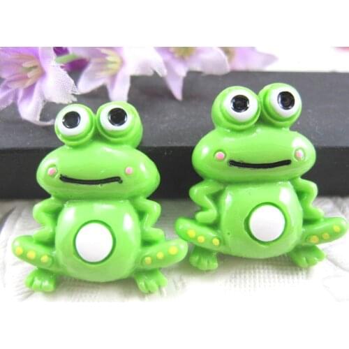 10pcs/lot DIY flat back resin cabochons accessories kawaii resin frog in green color