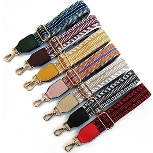 120cm Women Lady Nylon Shoulder Bag Strap For Handbag Belt Fashion Cotton Fabric Stripe Print Strap Chic Belt Bag Accessories