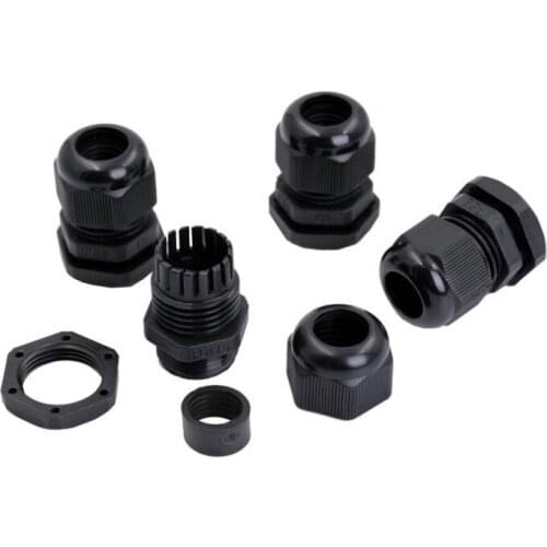 20pcs/lot PG13.5 Waterproof Nylon Cable Gland Connector Adjustable M20 Plastic Cable Gland with Locknut For 6-12mm Black Grey