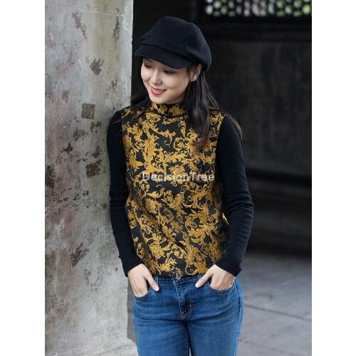 2021 chinese style vintage lace hanfu vest flower embroidery vest women cheongsam tops sleeveless female hanfu lady vest