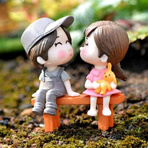 3pcs Diy Bench Couple Sweetheart Chair Love Miniature Garden Craft Fairy Garden Miniatures Wedding Decor Crafts Small Ornaments