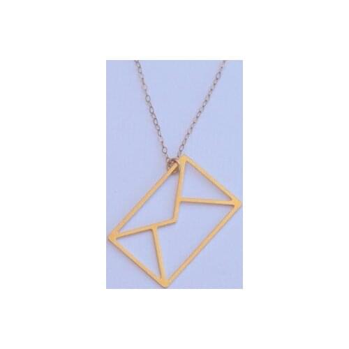 30PCS Geometric Paper Origami Envelope Necklace I love You Letter Email Message Necklace Triangle Square Rectangle Necklaces