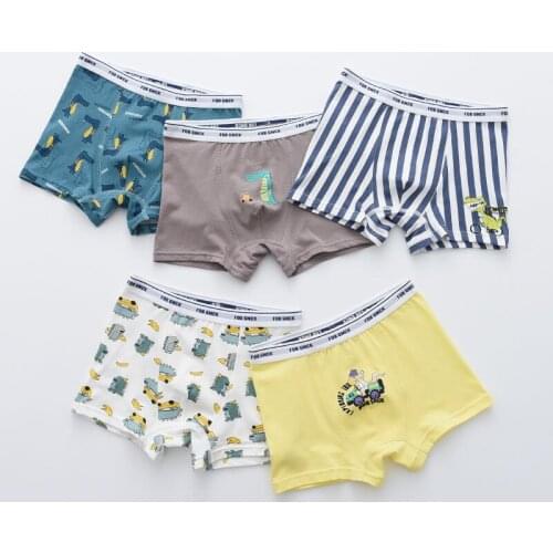 5Pcs/lot Girls Boys Cotton Boxer Briefs Girl Panties Boys Boxer Shorts Childrens Panties Kids Underwear For 2-14 Years BU073