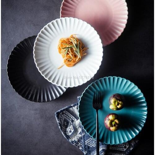 8-inch Nordic Chrysanthemum Plate Ceramic Tableware Matte Color Glaze Western Dinner Plate Household Vegetable Plate