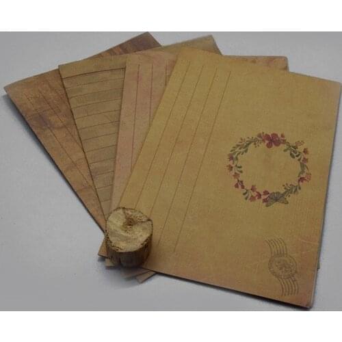 8pcs Retro Letter Pad Envelope Paper Writing Message Card Kraft Paper Drawing Letterform Note Paper Design Letterhead Stationery