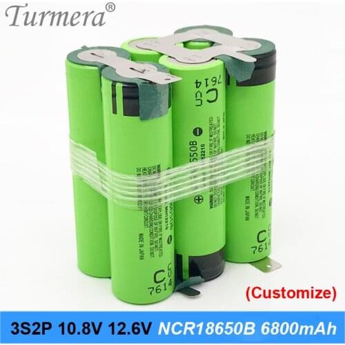 3s2P battery 18650 pack ncr18650b 6800mah 10.8v 12.6v welding solder battery for screwdriver tools battery customized battery