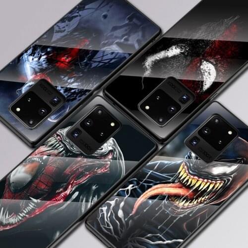 Marvel Venom For Samsung Galaxy S20 FE S10e S10 S9 S8 Ultra Plus Lite Plus 5G Tempered Glass Cover Phone Case