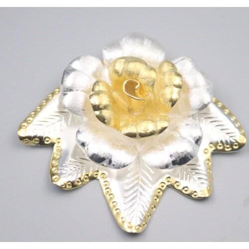 Pure 925 Sterling Silver Pendant 48x47m Beautiful Gold Colour Flower And Leaves Charms For Woman