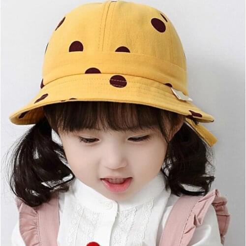 Children Fisherman Cap Of Autumn 1-3 Year 4 Baby Hats Sunshade Sunscreen Wave Point Small Yellow Hat Male Girl Baby Basin Cap