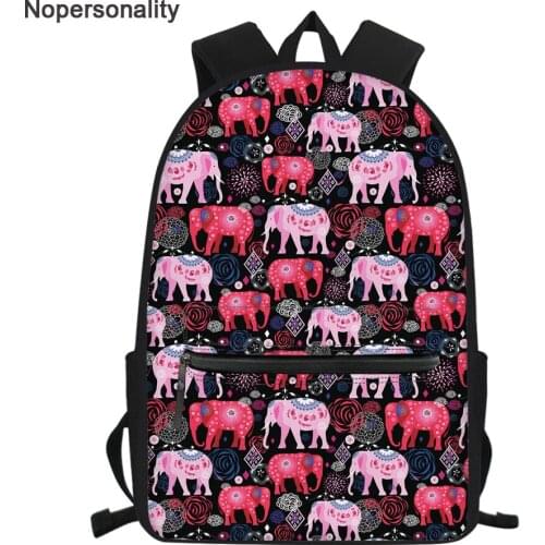 Nopersonality Student Kids School Backpack Colorful Elephant Print School Bag Pack for Teenage Girls Boys Cute Children Bookbags