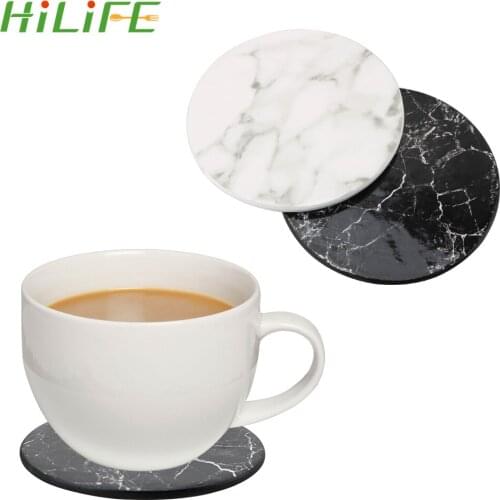 HILIFE Leather Coaster Irregular Marble Pattern Heat Non-slip Insulation Mats Northern Europe Cup Mat Pad