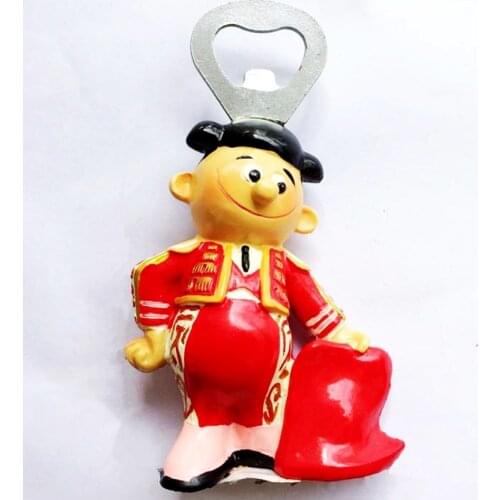 Creative Hand-painted Cute ASpanish Bullfighter Bottle-opener Resin Crafts Home Decor Shooting Props Tourism Souvenir Gift
