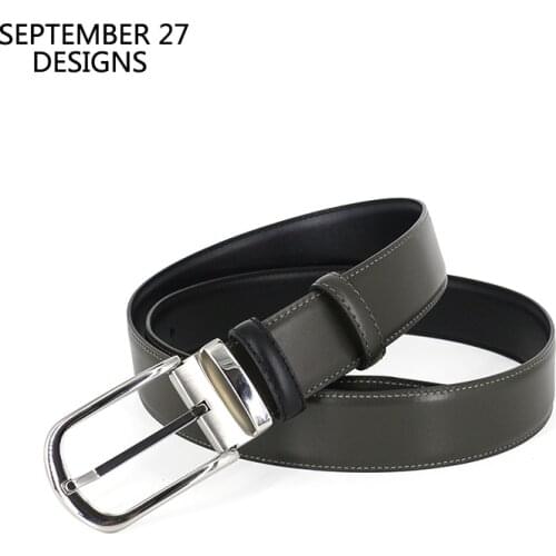 Pin Buckle Men Belts Cow Genuine Leather New Fashion Business Belt Luxury Top Double-sided Cowhide Leather Belt Casual Waistband