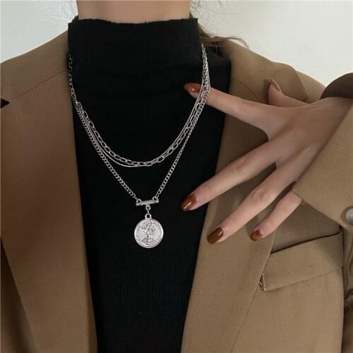 Autumn/winter Hip Hop Rock Layered Necklace Women Collarbone Chain Head Long Sweater Chain Personality Joker Temperament