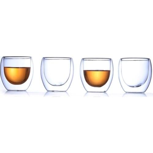Low Price 8 Pcs Bodum Bilayer Glass Design Coffee Wine Glasses Household Teacup Anti-hot Cups Juice Bar Cafe Copo Noggin Thule