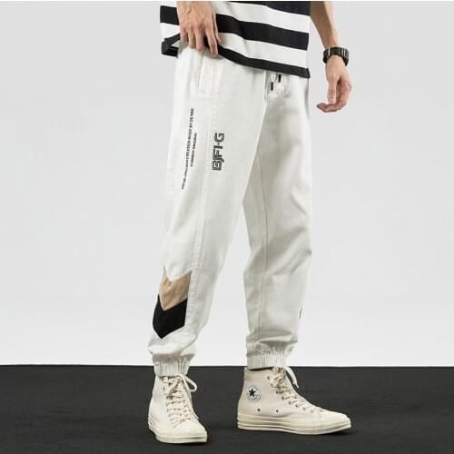 2021 New Harlem Jeans Casual Trousers Printed Plus-Size Bunched Trousers Casual Jeans Overalls Hip-Hop Pants 652