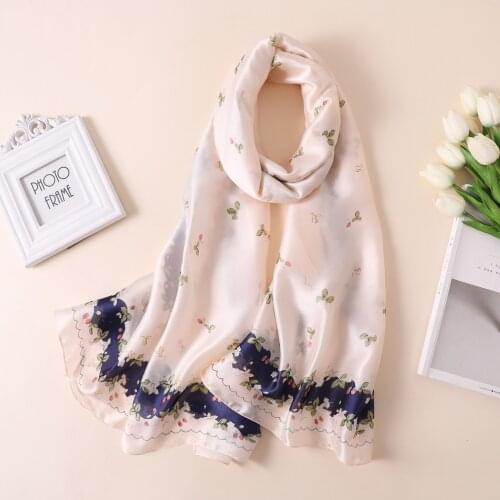 New Summer Scarves Luxury Brand Women Silk Shawl Fashion Flower Printed Soft Headscarf Scarf Poncho Chiffon Hijab Head Scarves