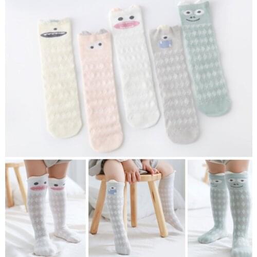 New 0-5Years Baby Girls Knee High Socks Summer Cotton Socks Solid Color Kids Toddler Short Socks For Children
